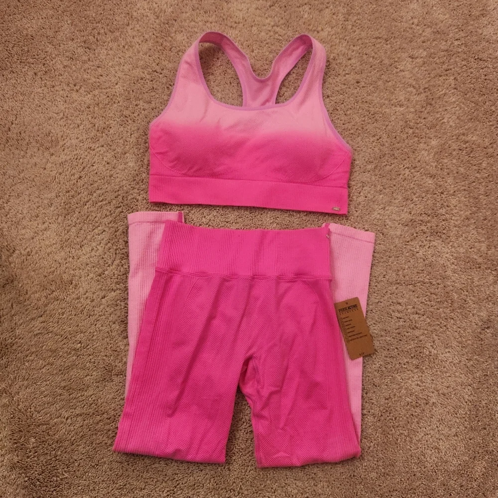 Pink Victoria's Secret Seamless High Waist Workout Tight Size Pants Small Bra XL - Picture 4 of 10